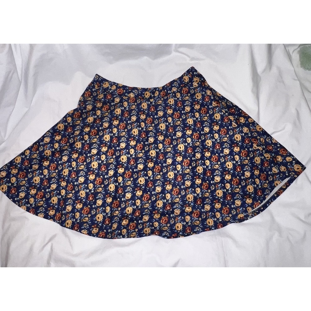 Forever 21 Skater Mini Skirt Flippy Blue Floral Size Medium Swim Bottom Cover